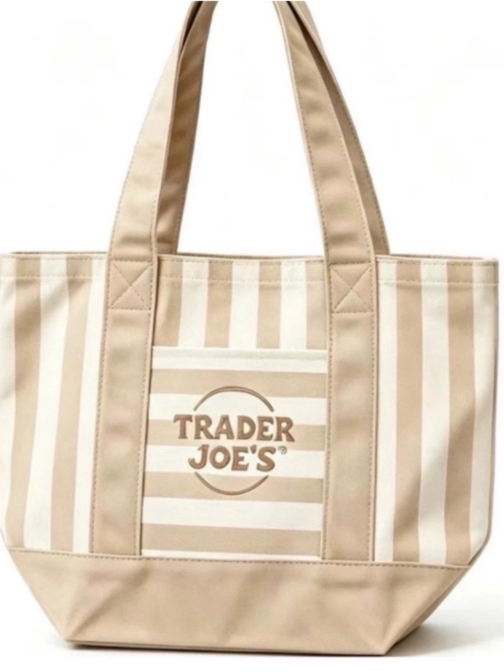 NWT Rare hard to find Trader Joe’s Beige & White Striped Tote Bag